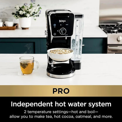 NINJA CFP301 DUALBREW PRO SPECIALTY 12-CUP DRIP MAKER WITH GLASS CARAFE, SINGLE-SERVE GROUNDS, COMPATIBLE WITH K-CUP PODS, WITH 4 BREW STYLES, FROTHER & SEPARATE HOT WATER SYSTEM, BLACK
