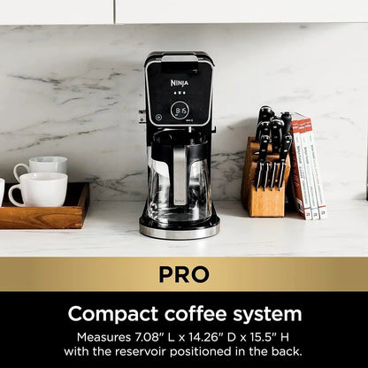 NINJA CFP301 DUALBREW PRO SPECIALTY 12-CUP DRIP MAKER WITH GLASS CARAFE, SINGLE-SERVE GROUNDS, COMPATIBLE WITH K-CUP PODS, WITH 4 BREW STYLES, FROTHER & SEPARATE HOT WATER SYSTEM, BLACK