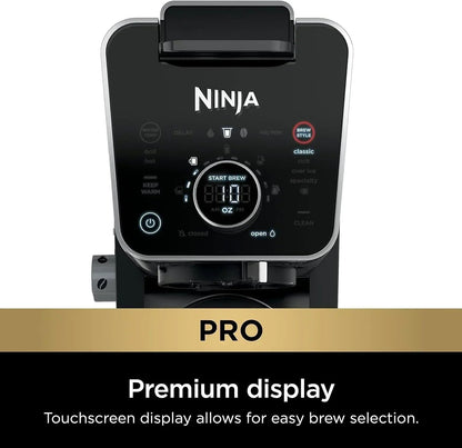 NINJA CFP301 DUALBREW PRO SPECIALTY 12-CUP DRIP MAKER WITH GLASS CARAFE, SINGLE-SERVE GROUNDS, COMPATIBLE WITH K-CUP PODS, WITH 4 BREW STYLES, FROTHER & SEPARATE HOT WATER SYSTEM, BLACK